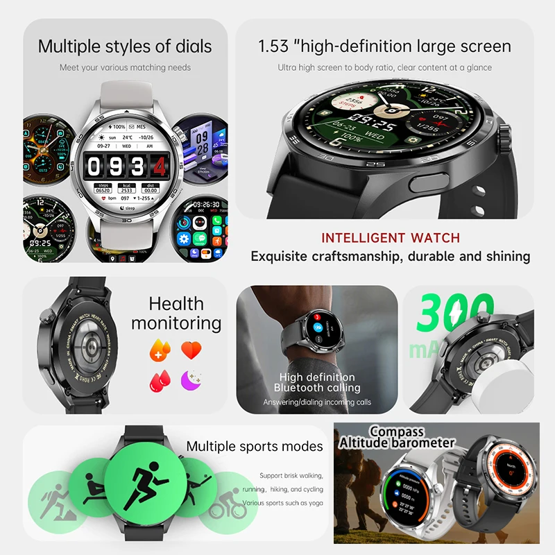 2024 ȭ���� ��ġ GT5 ���� ������ ����Ʈ ���� ������ NFC GPS ������ ��ħ�� 1.53 ��ġ AMOLED ��ũ�� �������� ��ȭ ����Ʈ��ġ, ����ǰ