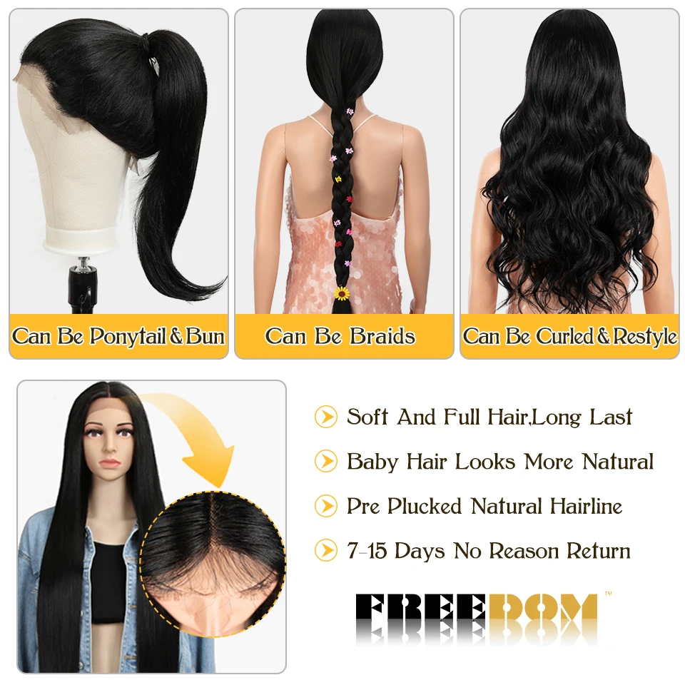 FREEDOM Synthetic Lace Wig 38 Inch Deep Part Long Straight Wig Ombre Pink Cosplay Wigs For Black Women lace front wig