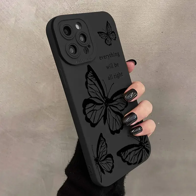 Butterfly Printed Shockproof Matte Soft TPU Silicone Phone Case