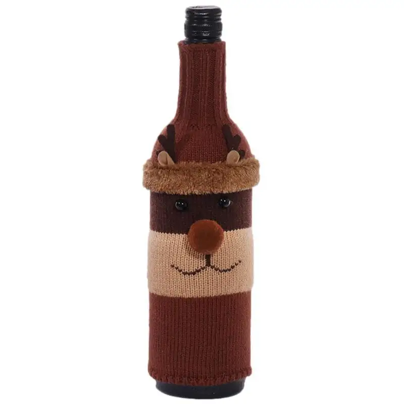 

Handmade Wine Bottle Sweater Knitted Santa Bottle Cover Soft Hand Knitted Sweater Wine Bottle Bags For Christmas Party Drinking
