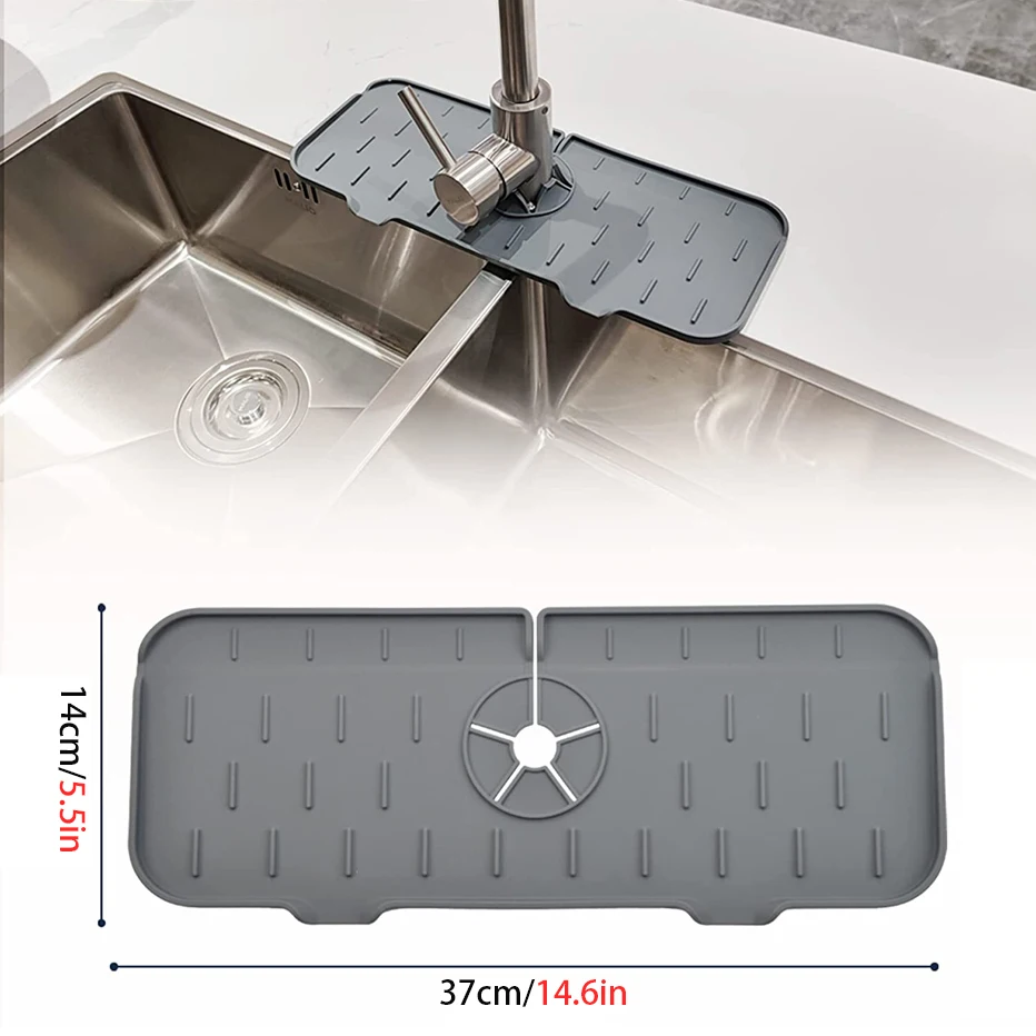 Faucet Absorbent Mat faucet mat,kitchen tools,kitchen faucet splash pad Kitchen Sink Splash Guard Silicone Faucet Splash Catcher Countertop Protector For Bathroom Kitchen Gadgets