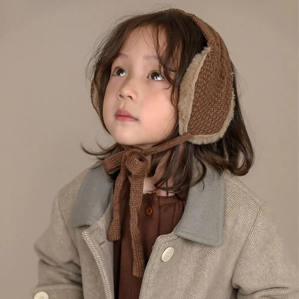 Winter Strappy Earmuffs for Children Knitted Thicken Warm Ear-Muffs Boys Girls Earflaps Kids Solid Color Ear Warmer children earmuffs