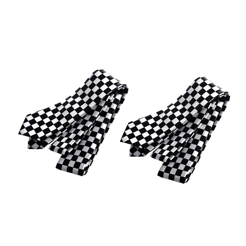 

NEW-2X Mens Black White Plaid Checkered Necktie Neck Tie