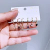 New Design 6pcs Cubic Zirconia Villain Dangle Earrings Set Gold Color Plated Women Girls Jewellery 6