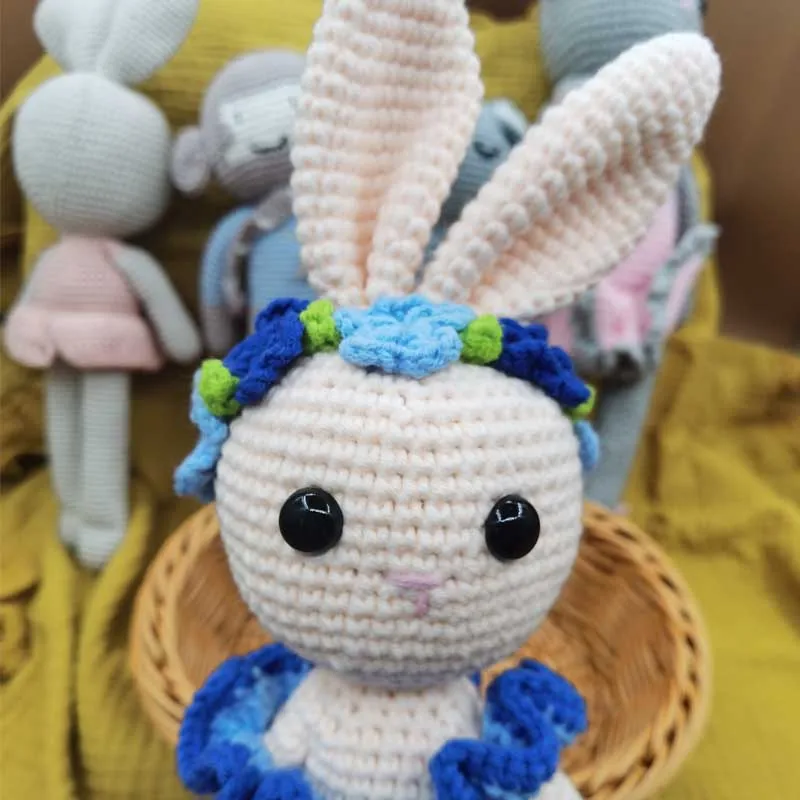 Handmade Rabbit Monkey Crochet Wool Doll Animal Stuffed Plush Toy Baby Soothing Sleeping Gifts for Kids Birthday