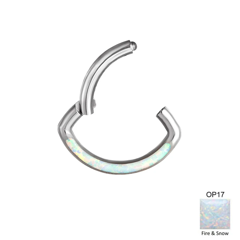 G23 Titanium Earrings 16G Opal High Section Clickers Nose Septum Nose Rings Eye Type Auricular Cartilage Tragus Piercing Jewelry