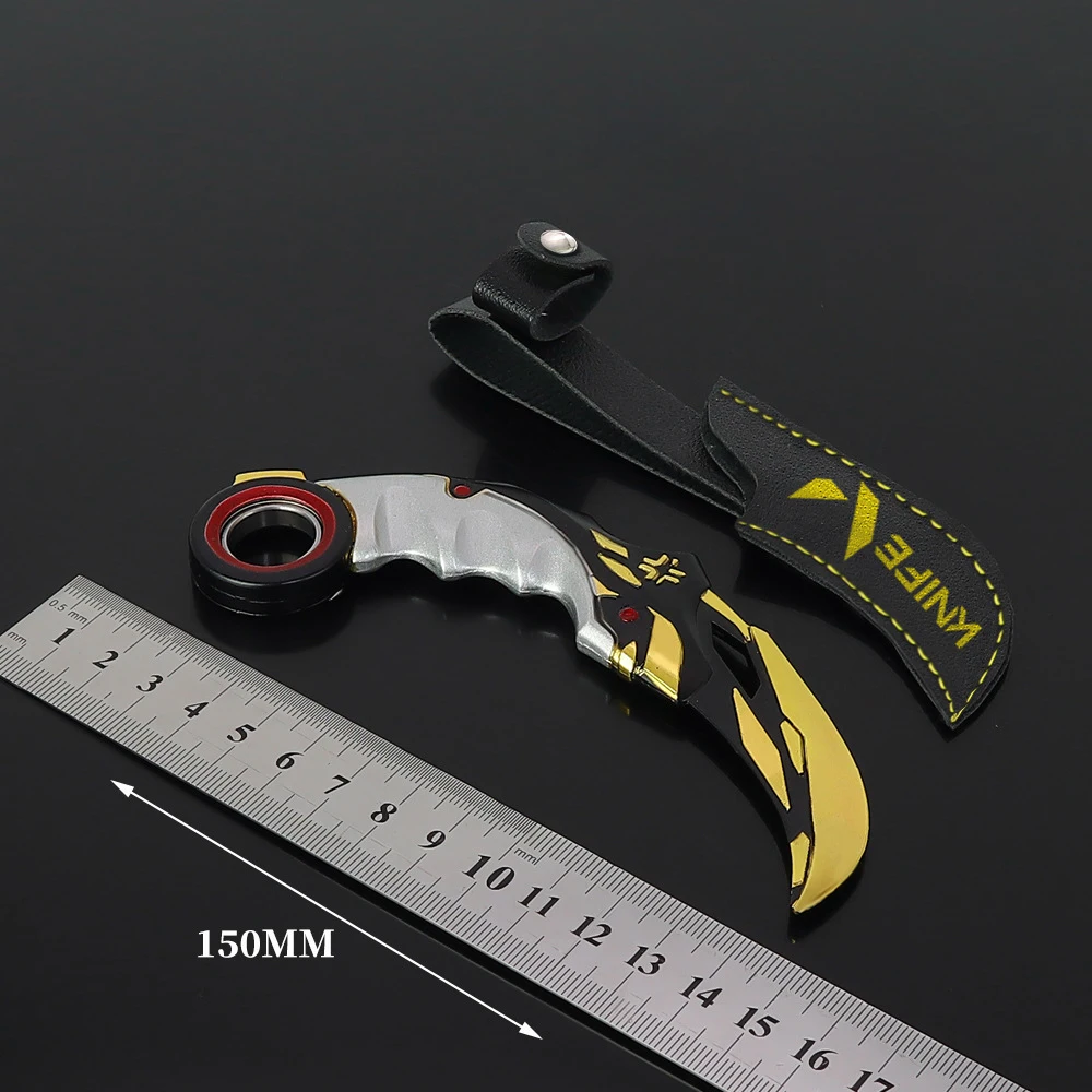 15cm Valorant Melee Weapon Champions 2021 Karambit Rotatable Balisong Metal Model Mili Tery Training Knife Safety Game Toys Boys 4