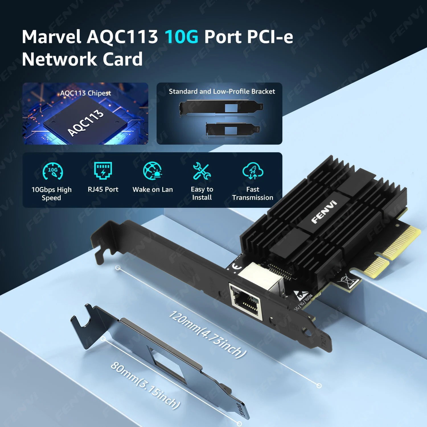 10Gbps PCIe-RJ45 네트워크 카드 Marvell AQC113 1G/2.5G/5Gbps 10000Mbps 기가비트 이더넷 PCI-E LAN 어댑터(PC Windows 10/11용)
