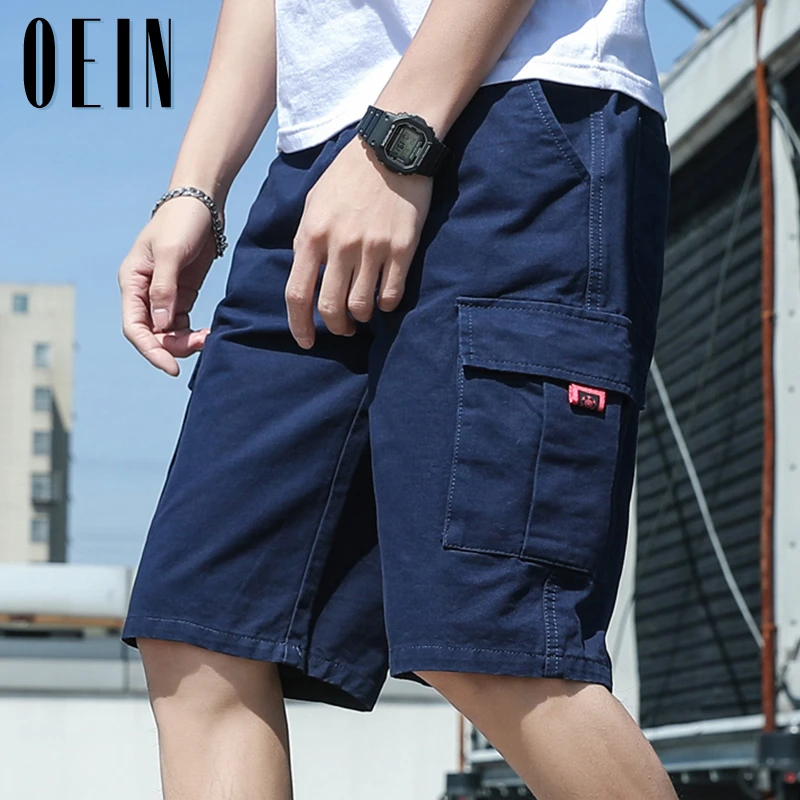 Summer Mens Shorts 2022 Solid Cargo Shorts Brand Fashion Knee Length