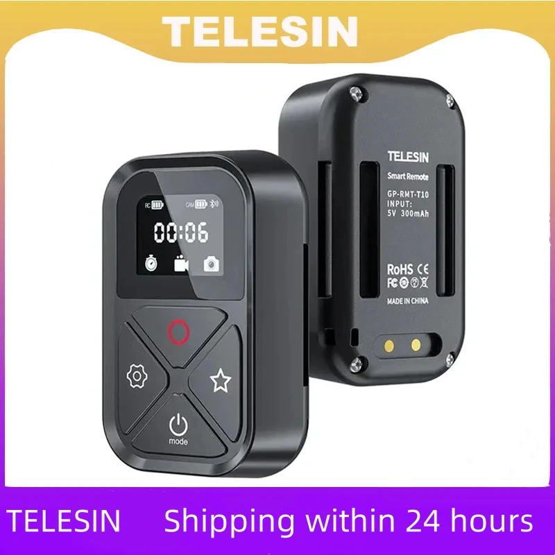 TELESIN T10 Bluetooth Remote Control For GoPro Hero 12 11 10 9 Accessories Wireless Smart Remote For GoPro 80M action Camera