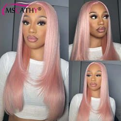 Pink Colored Layered Lace Front Wig Brazilian Platinum Ice Blonde Virgin Human Hair Wigs For Women Hd Transparent Lace Front Wig
