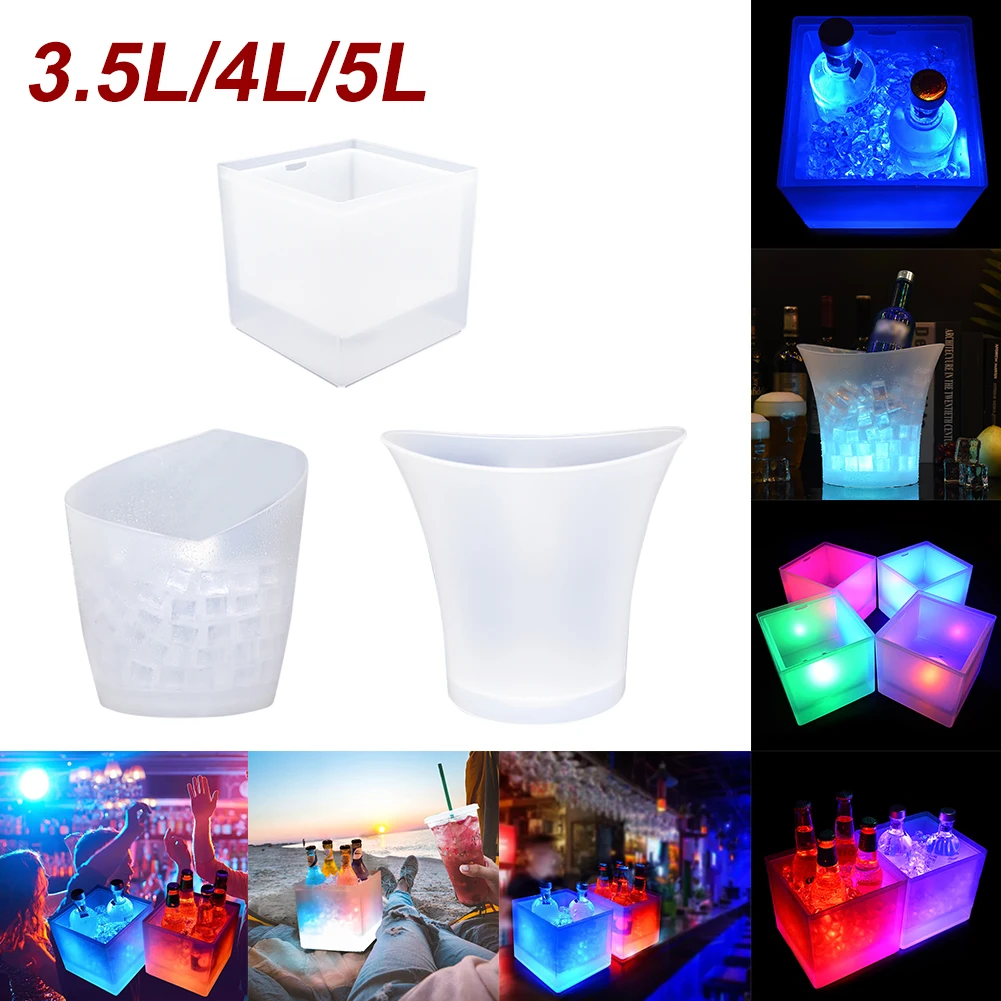 

3.5L/4L/5L Large Capacity Ice Buckets Wine Ice Bucket Drink Container With LED Colorful Light Nightclub Party Ice Bucket Barware