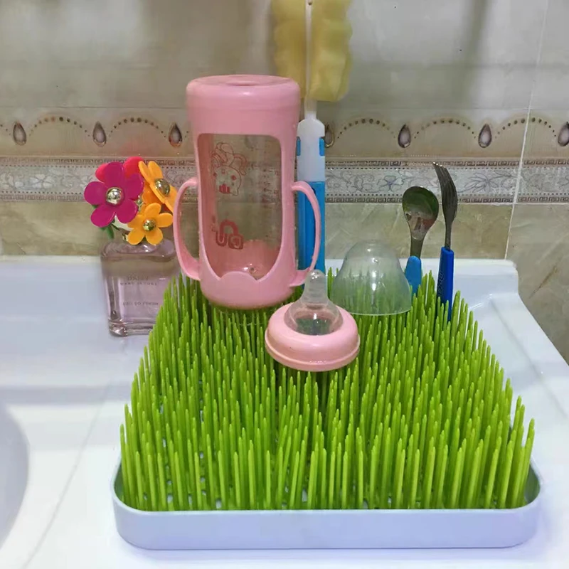 Baby bottle drying rack Green Lawn Countertop Baby Feeding Bottle Drying Rack for Kitchen Space Saving Dryer Foldable Plastic Toddler Grass Drying Racks