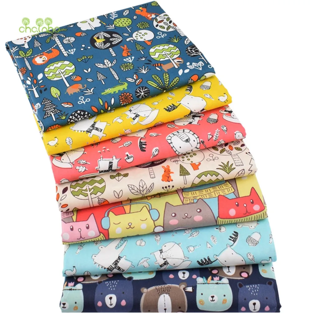 Chainho,Printed Twill Weave Cotton Fabric,DIY Sewing Quilting Material,Patchwork Cloth,Animal Series,7 Designs,2 Sizes,CC095
