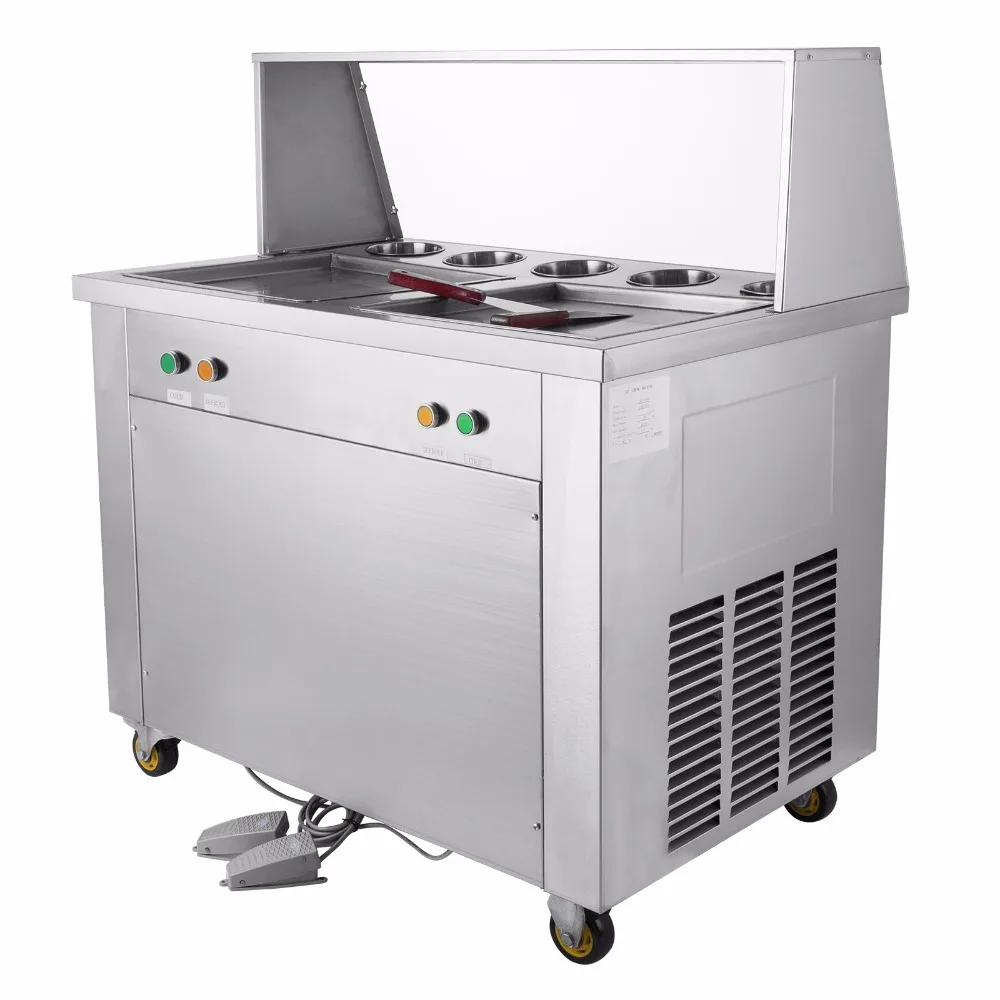 1600W Double Compressor Fried Ice Cream Machine For Yogurt 2 Pans 5