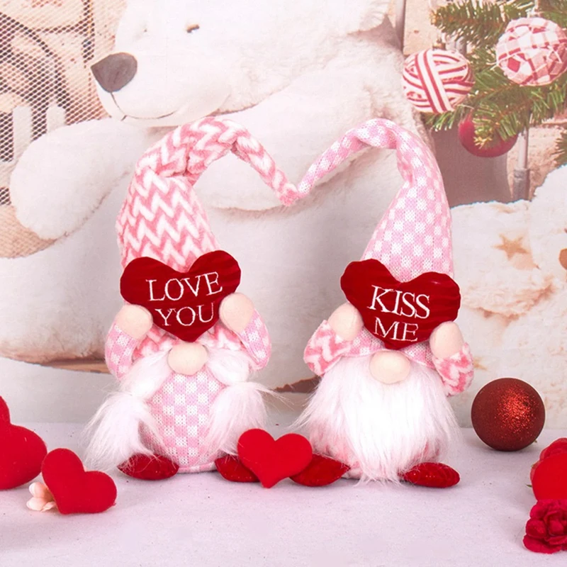 

Valentine Gnomes Decorations Gnome Gift Table Shelf Decor Pink Gnome For Home Valentines Day Tiered Tray Decor