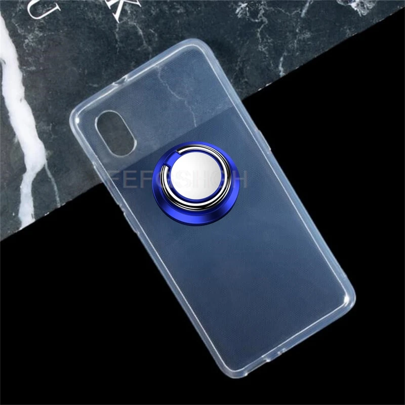 5.5-Inch Soft Silicone Phone Case with Back Ring Holder Bracket