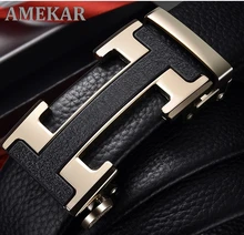 

Men 's Luxury Automatic Buckle Genuine Leather Belts Black Strap Belt For Men , Designers Brand High Quality Males