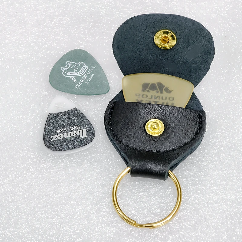Guitar Pick Holder Dunlop Leather Guitarra Plectrum Case Bag Keychain Shape Guitar Accessories Parts