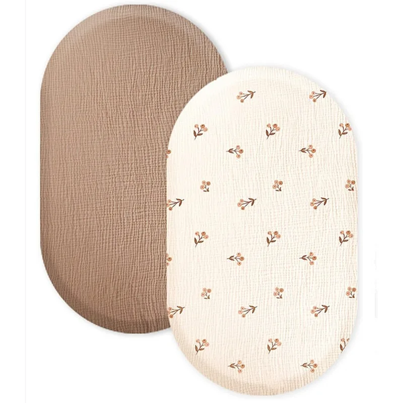 2 Pcs Baby Crib Sheets Breathable Cotton Universal Fit Solid Printing Color Bassinet Infant Bedding Fitted Sheet Sets