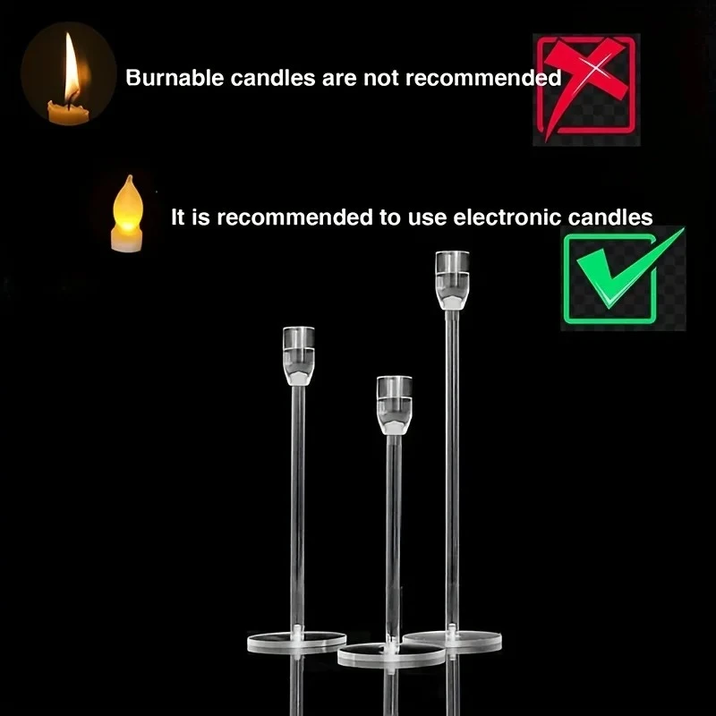 3pcs Clear Acrylic Candlestick Holder For Wedding Party Events Table Decoration Party Decor Supplies Holiday Decor candle holders