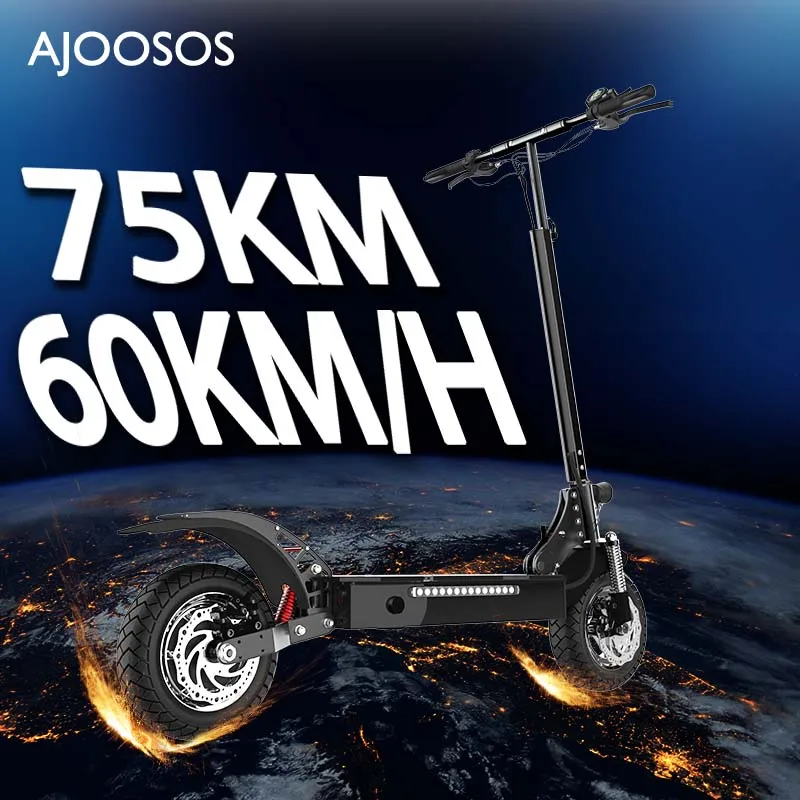 Freestyle 10in Tire Electric Scooter 1200W Hoverboard Anti theft 60km/h Speed 48V 20Ah Lithium