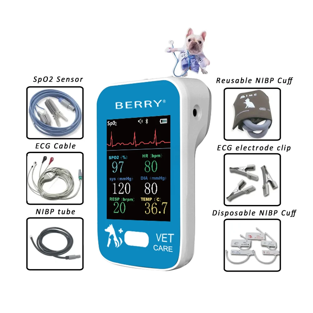 AM6100/AM6200 Veterinary Monitor animal Portable Handle Multiple Vital Signs 6 PARAMETERS Patient Monitor APP