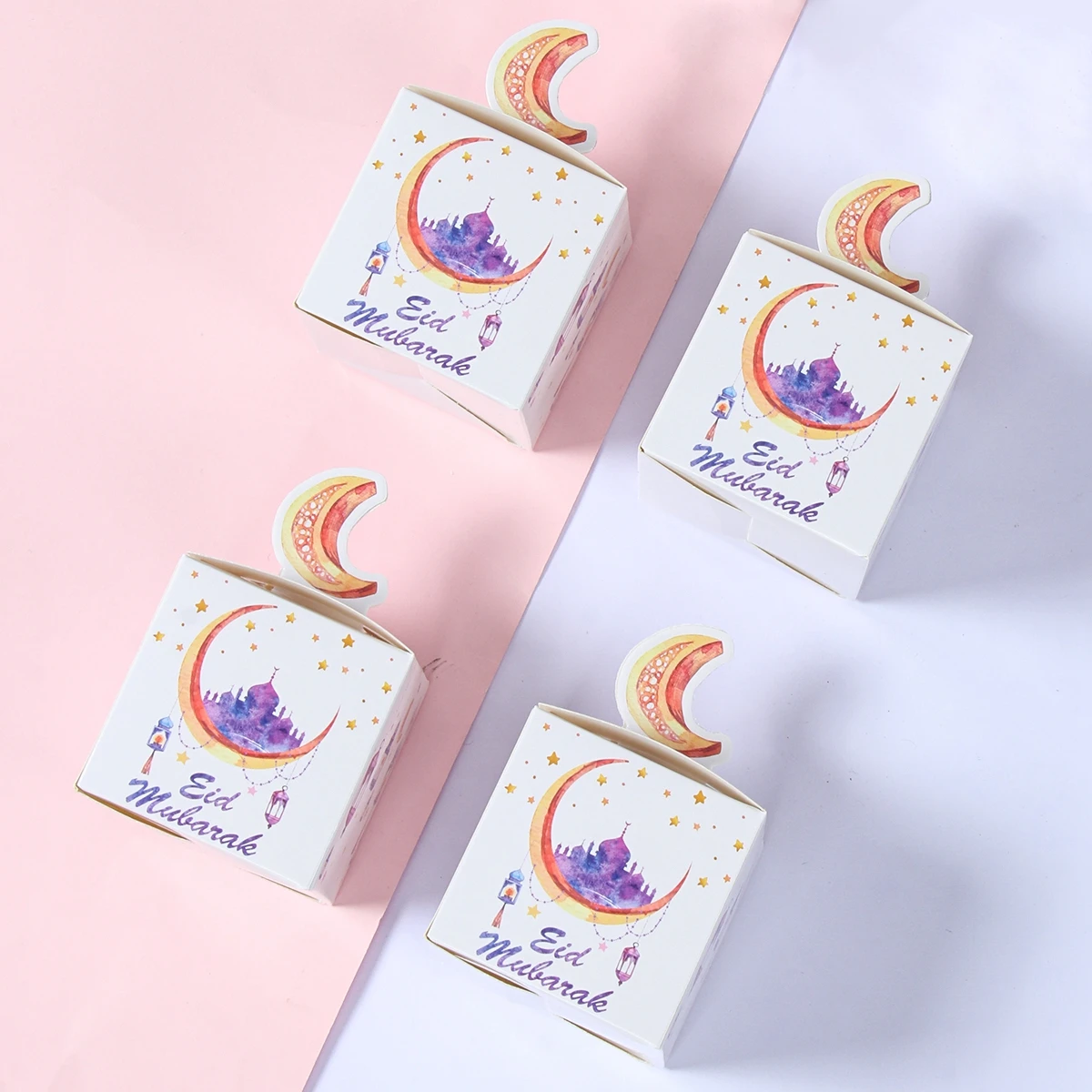 24Pcs Eid Mubarak Candy Gift Box Eid Black White Packaging Box Ramadan Decoration 2024 Islam Muslims Festive Party Supplies