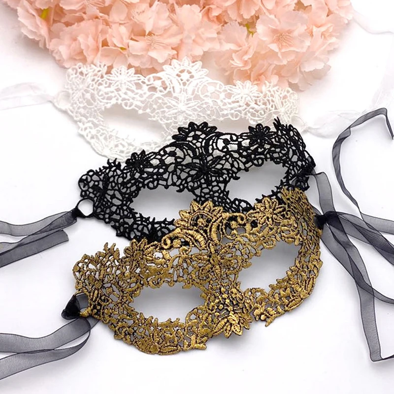 1 Stück Frauen hohle Spitze Gesichts maske mit Band Prinzessin Karneval Maskerade Cosplay Prom Requisiten Kostüm Sexy queen Party Augen maske – Detail 5