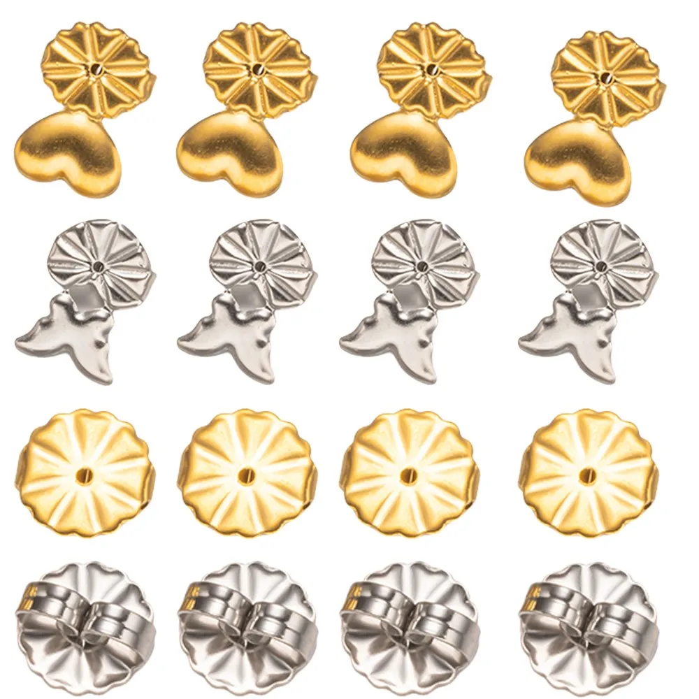 20Pc Stainless Steel Heart Butterfly  Earring Lifters Backs Fixtures For DIY Hypoallergenic Women Jewelry Making Supplies Crafts 10pcs heart mini charms green crystal lovely pendants for jewelry making diy earring necklace handmade crafts supplies wholesale