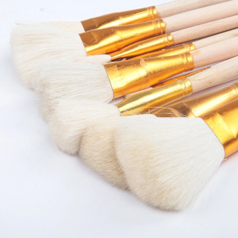Wood Handle Goat Hair Paint Brushes Flexible Smooth Sanding for Drawing Craft Watercolor Acrylic Oil Painting Art Supply