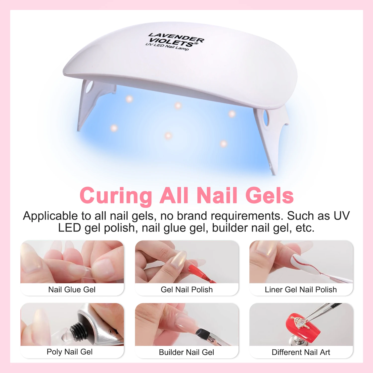 Mini 6W UV LED Lamp 2 Timer Setting USB Foldable Nail Dryer for Gel Polish Polygel Manicure 2