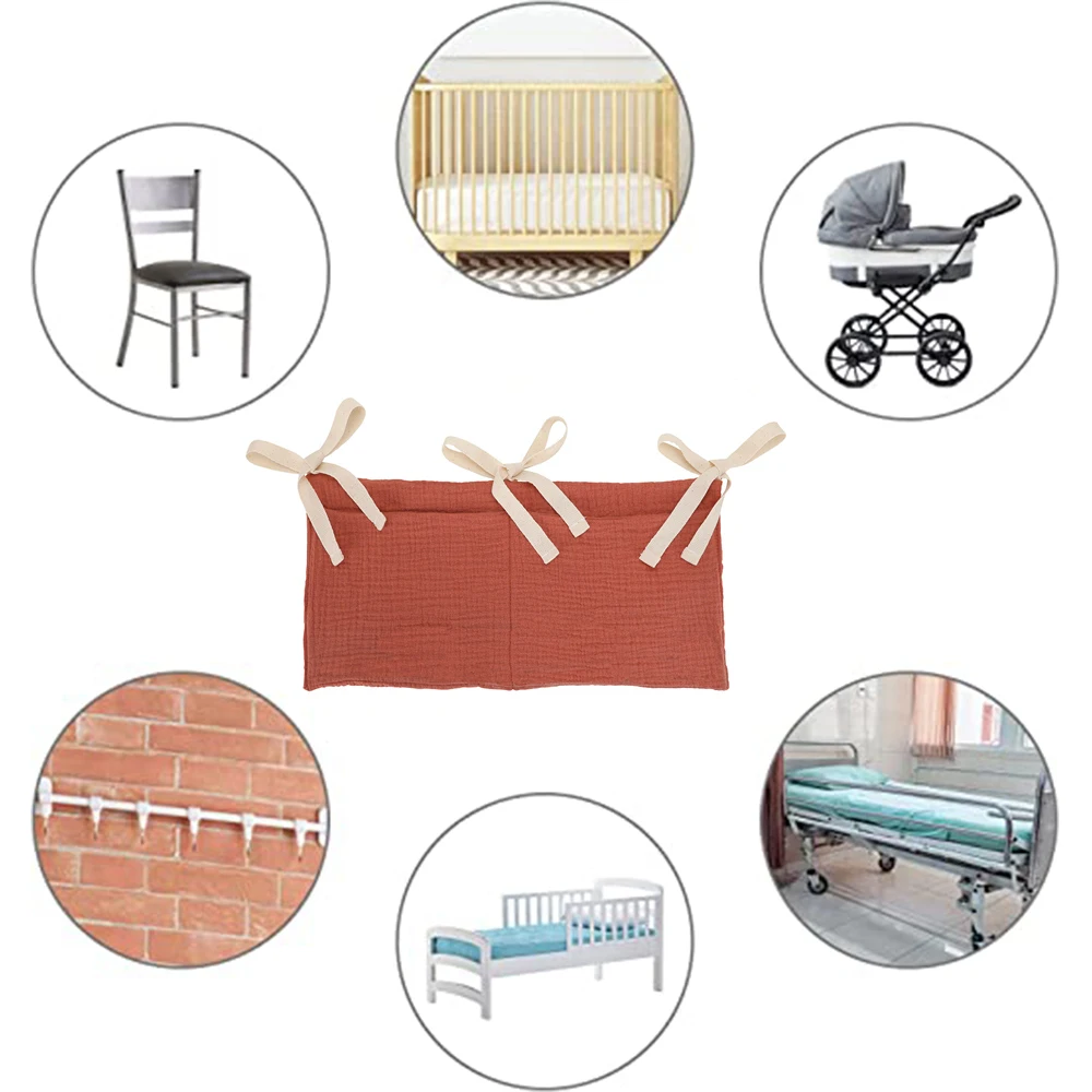 Baby Crib Organizer Cot Caddy Bed Storage Bag 2 Pockets Bedside Hanging Diaper Nursery Toys Bag Diapers Stroller Organize - 2