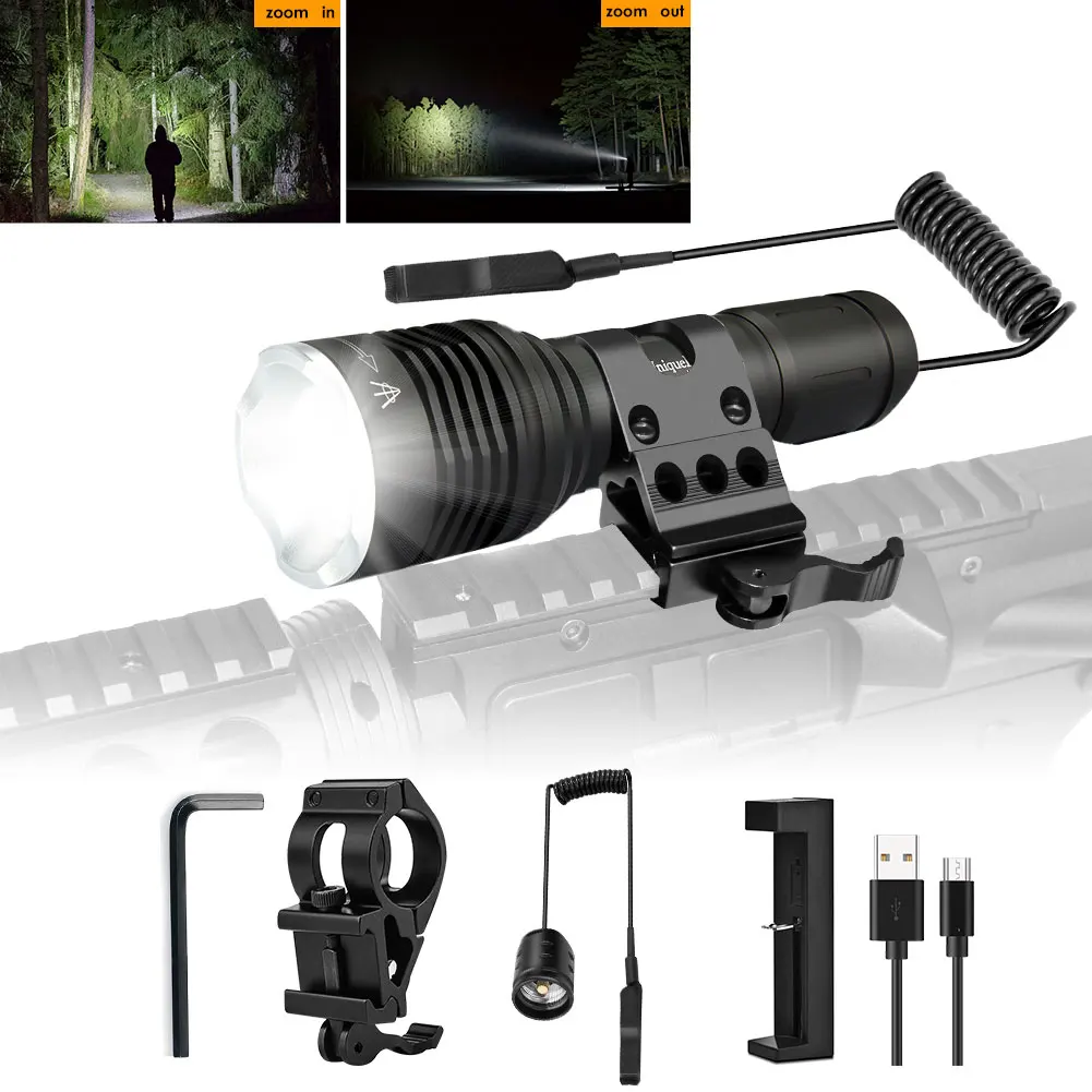 

UniqueFire Tactical LED Flashlight 2500 Lumens 5 Modes White Light Zoomable Torch for Indoor and Outdoor,Camping,Emergency