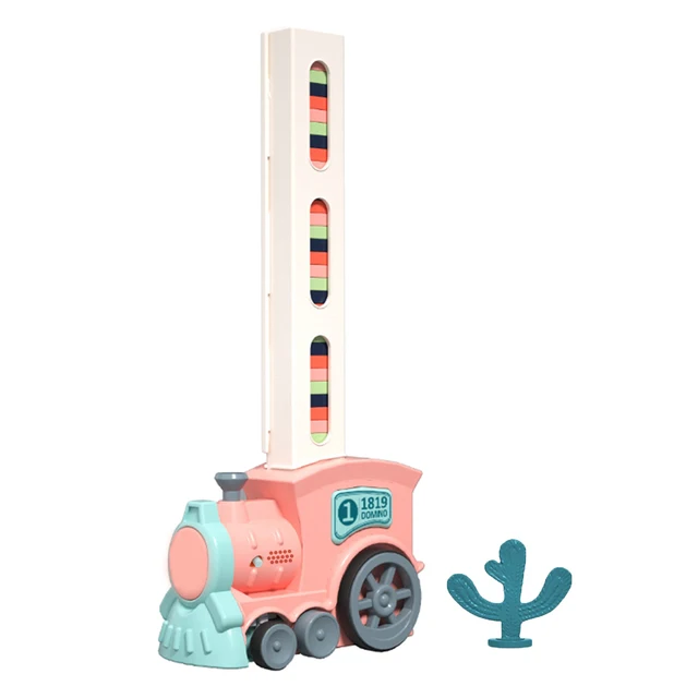 Plastic Domino Train Car with Sound Light Domino Brick Automatic Laying Stacking Domino Train Educational Game Kits for Children 1