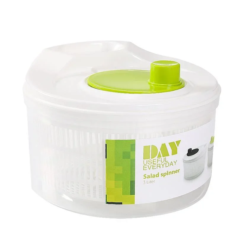 Plastic Manual Vegetable Drier Salad Spinner Lettuce Greens Washer Crisper Strainer Household Kitchen Salad Vegetable Drier Tool