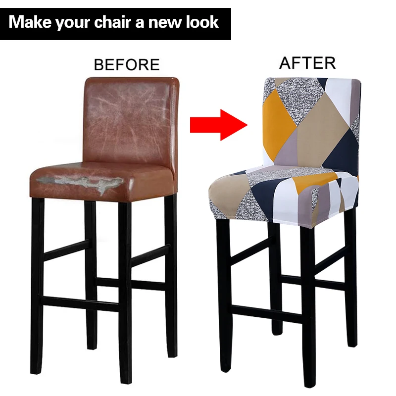 Stretch Bar Stool Slipcover - Removable Furniture Seat Cover for Counter and Pub Chairs