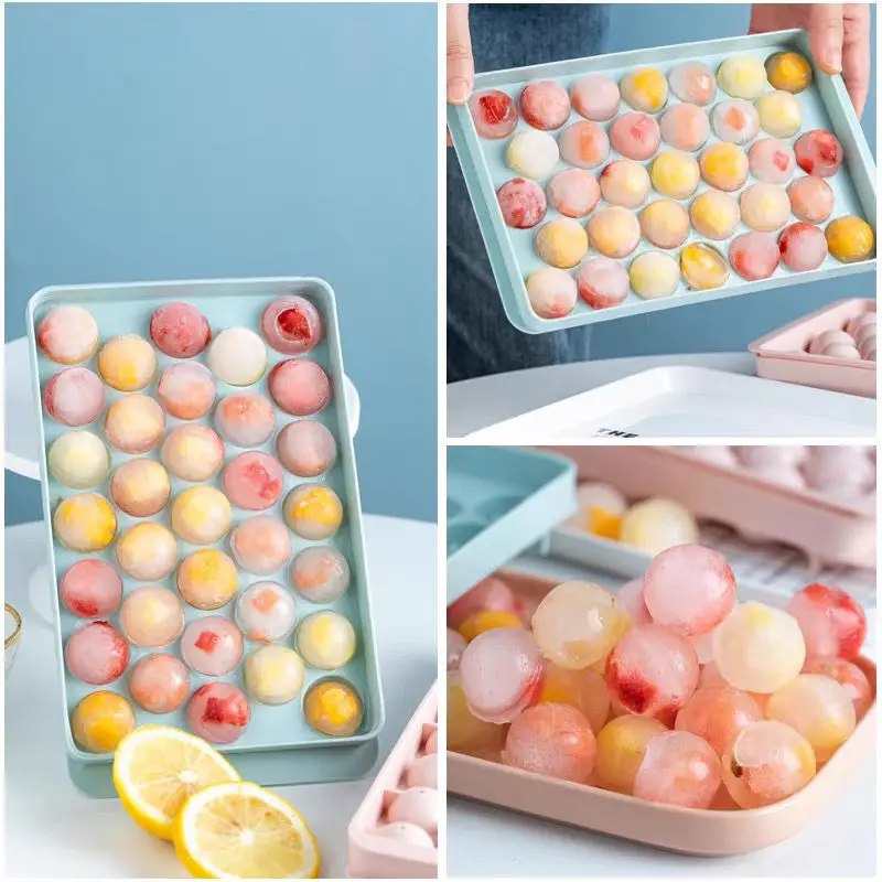 

1Pc 33 Grid Mini Colorful Round Ice Cube Ball Tray Maker Mould PP 3D Forms Food Grade DIY Mold Kitchen Gadgets Bar Accessiories