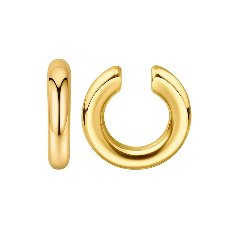 Punk No Piercing Gold Color Clip Earrings Chunky Ear Cuff Women Bold Statement Thick Cartilage Cuff Earrings Jewelry Gifts 1pair ear clip earrings clip earrings ear clip ear accessories