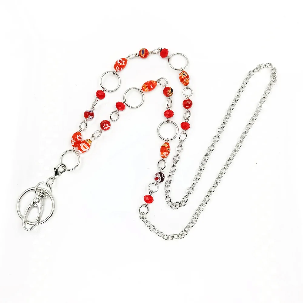 Women's Stylish Blue Beaded Lanyard with ID Badge Holder