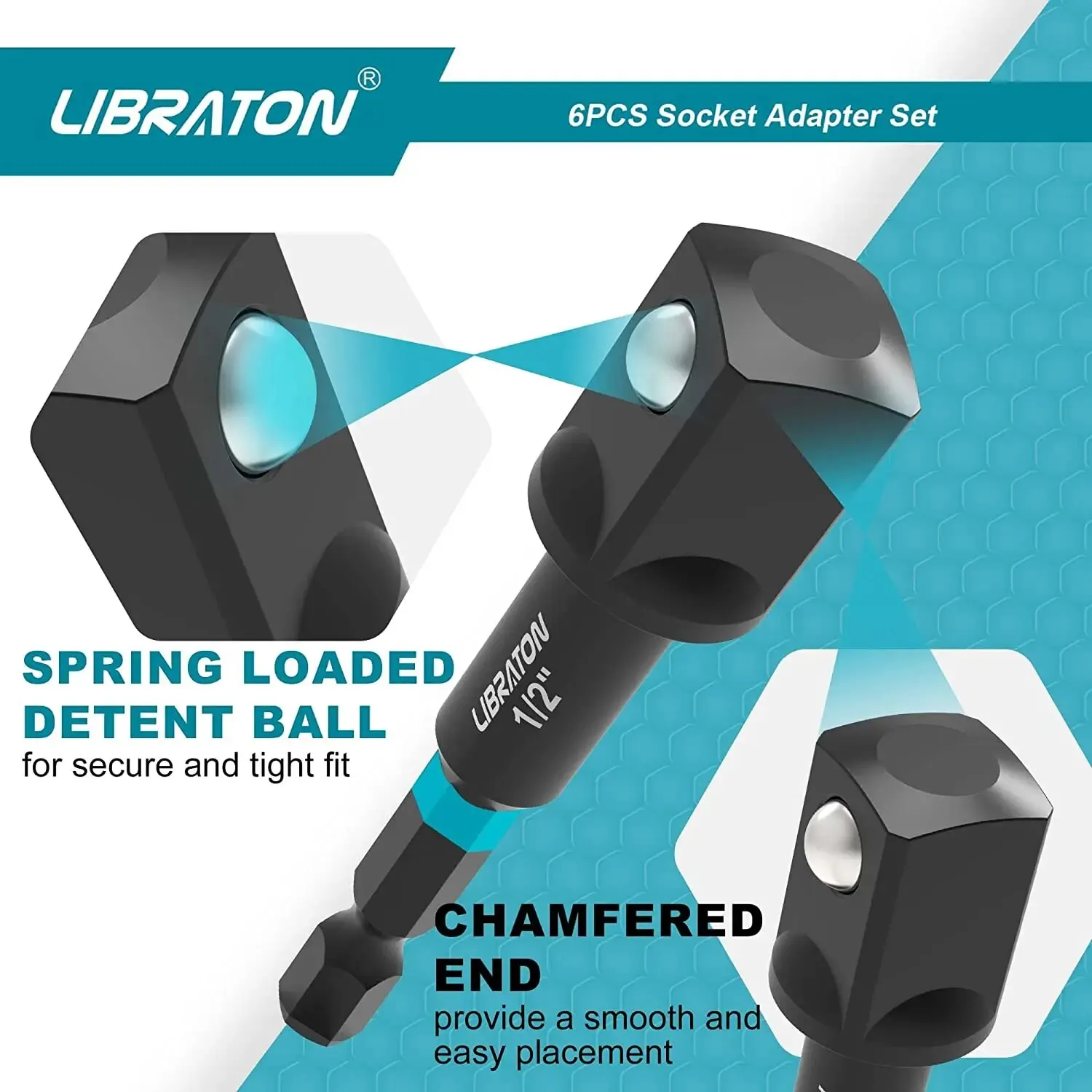 Libraton 6PCS Impact Grade Socket Adapter Set 3" & 6" Drill Socket Adapter Socket Driver Adapter Drill Socket Adapter Extension 3