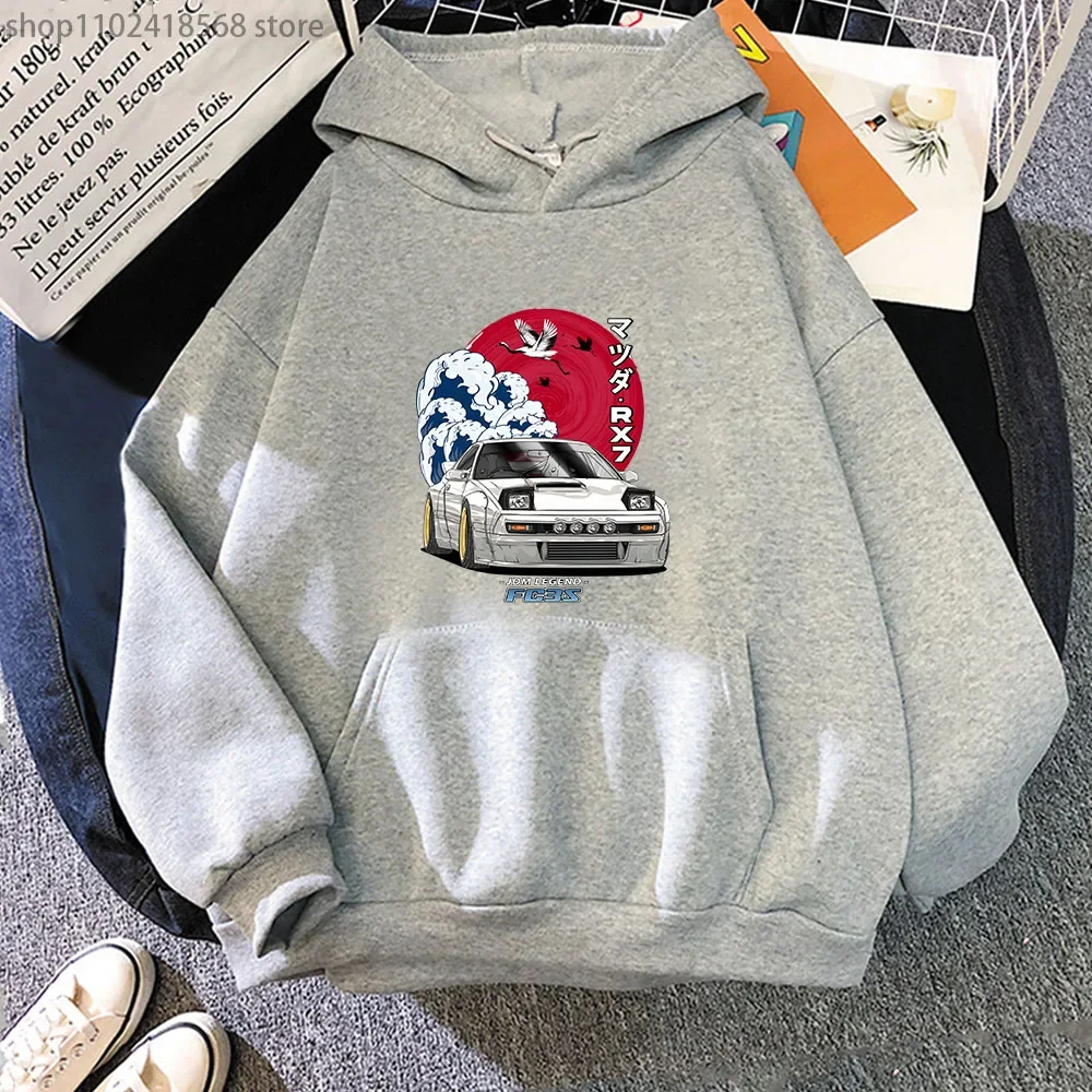 Initial D Hoodie Men Long Sleeve Streetwear for Nippon JDM Mazda RX-7 Turbo Crewneck Sweatshirts Tops Y2k Women Hoody Oversized