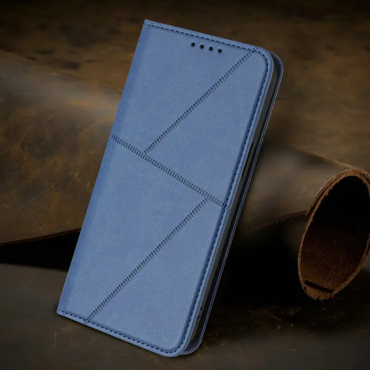 Leather Texture Wallet Case with Magnetic Flip Cover in Elegant Design