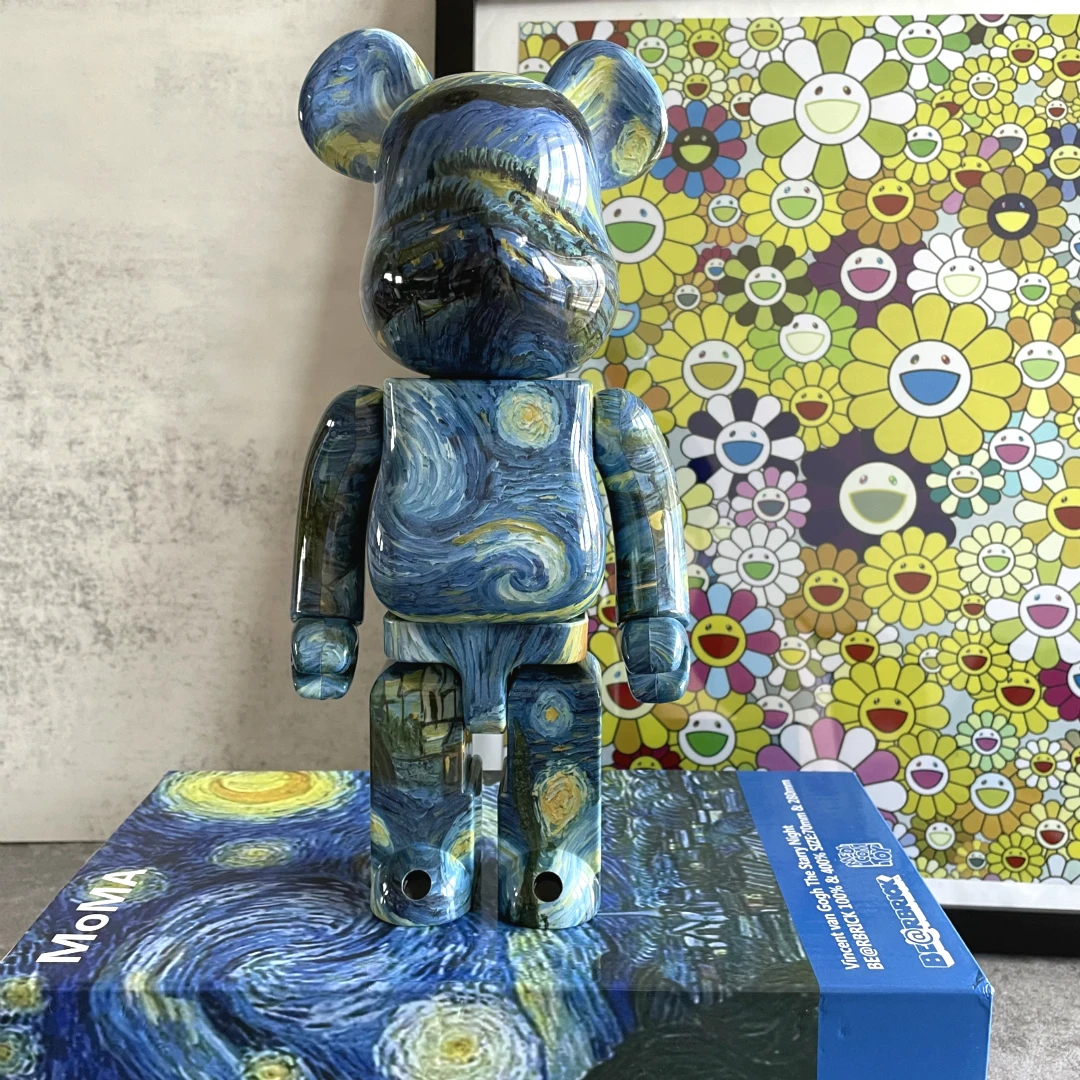 

Bearbrick400% BE@RBRICK 28cm Starry Night Moon Mars Earth Van Gogh 2G Sunflower Graffiti Starry Sky Decoration Gift Toy Doll