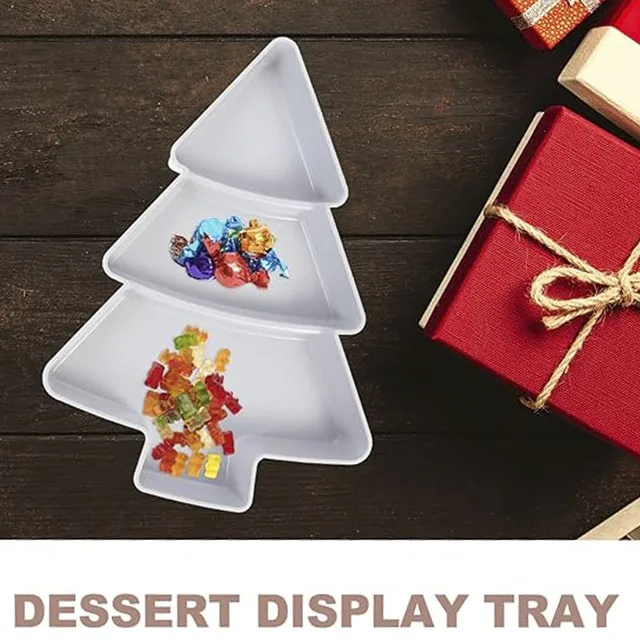 Bandeja de frutas con forma de árbol de Navidad para decoración del hogar Bandeja de frutas con forma de árbol de Navidad Rejilla dividida Plato de aperitivos para el hogar Plato de dulces de plástico - Image 2