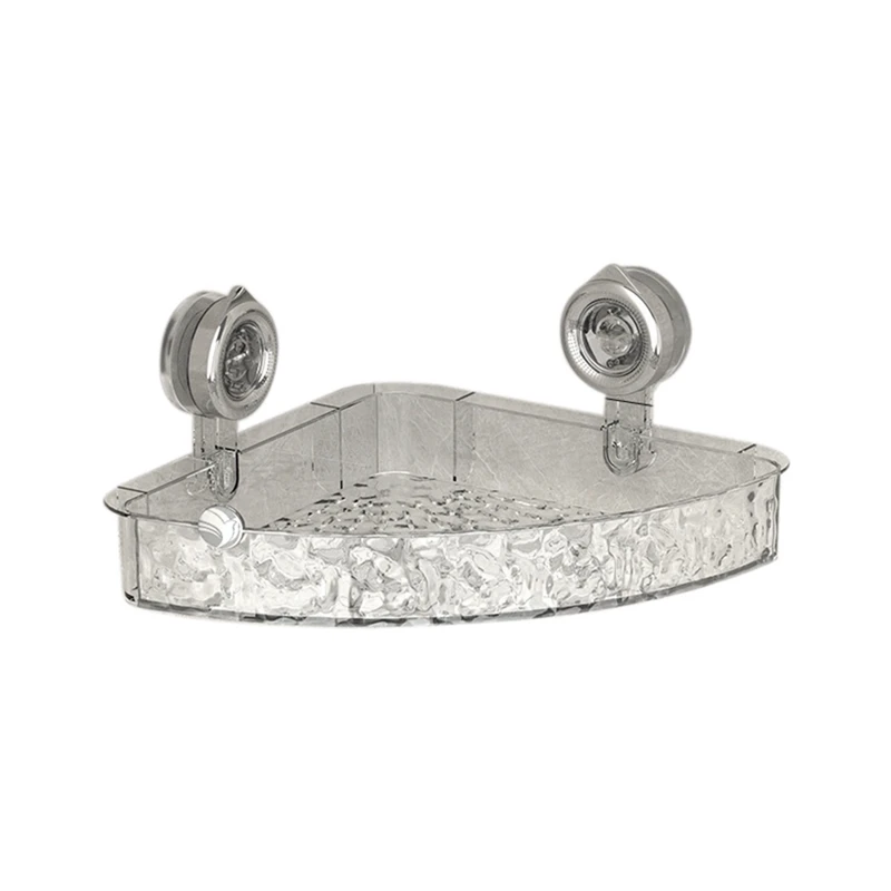 No-Drill, Light Luxury Style Glacier Pattern Suction Cup Shelf,Bathroom Shower Organizer Easy To Use Transparent Fan Style