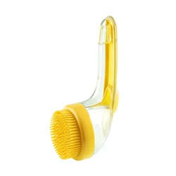 Pet Bathing and Grooming Silicone Brush with Long Handle (Yellow)