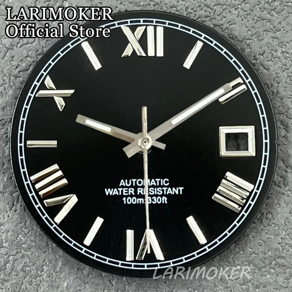 LARIMOKER 29 mm römisches Randzeichen Sunberst Datum Zifferblatt mit grünen Leuchtzeigern, geeignet für Mingzhu/PT5000 Uhrenzubehör – Detail 2