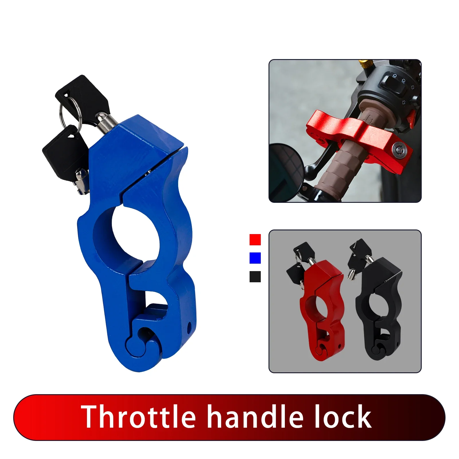 Motorcycle Handlebar Lock Handlebar Brake Handle Solid Lock Electric Handlebar Anti-theft Grip Lock with 2 Keys