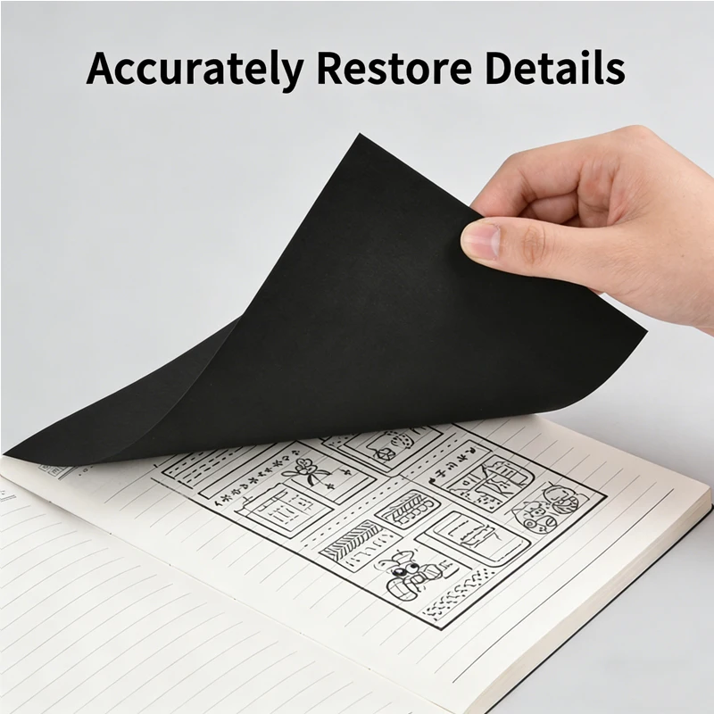 50Pcs A4 Black Graphite Copy Paper Carbon Paper Pattern Letters Erasable Tracing Paper Copy Paper Reusable Image For Office Use - 5